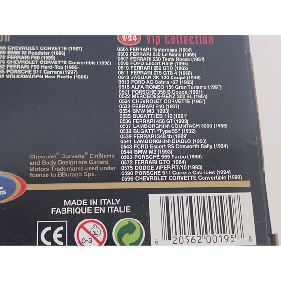 Bburago DIE-CAST METAL 1/24 Corvette Convertable 1998 Original Box Made in Italy - Picture 8 of 11